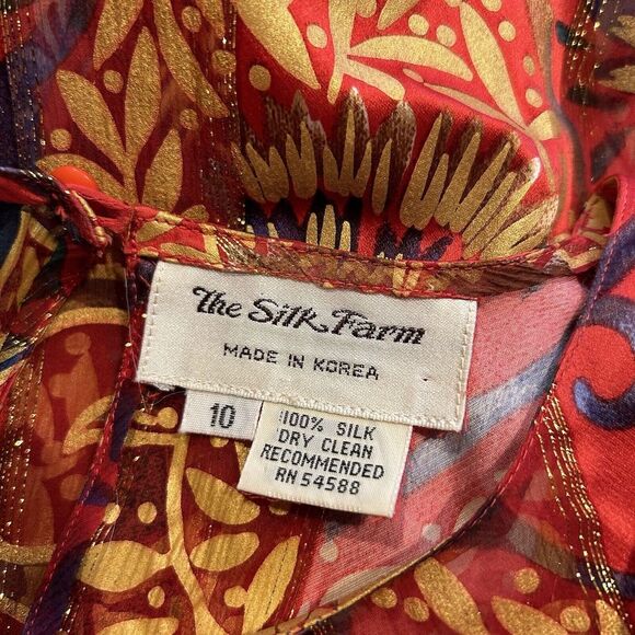 The Silk Farm Vintage 2 Piece Formal Long Dress Red/Gold Metallic Size 10 - Picture 7 of 7